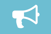 light blue square with megaphone icon