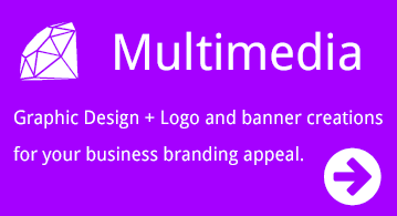purple rectangle reading multimedia logo banner creation