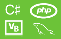 green box with php visual basic icons